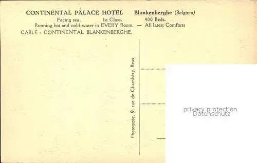 Blankenberghe Continental Palace Hotel Kat. 