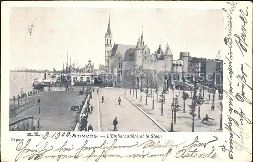 Anvers Antwerpen Embarcadere et le Steen ancien Chateau Kat. 
