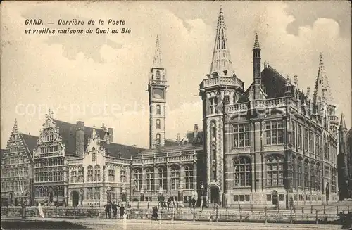 Gand Belgien Derriere de la Poste Vieilles maisons du Quai au Ble Kat. Gent Flandern