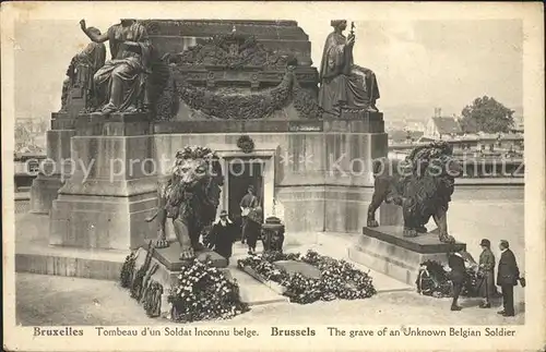 Bruxelles Bruessel Tombeau d un Soldat inconnu belge Loewenskulptur Kat. 