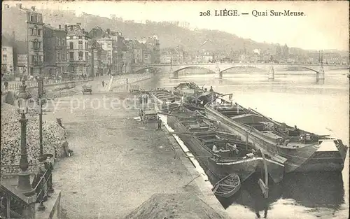 Liege Luettich Quai sur Meuse Bateau Pont Kat. Luettich