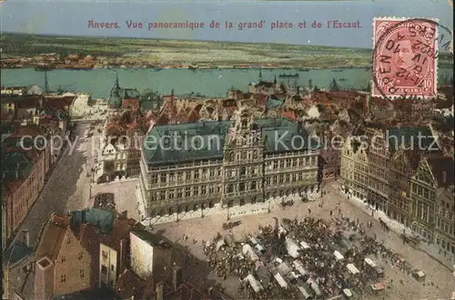 Anvers Antwerpen Grand Place et l Escaut Stempel auf AK Kat. 