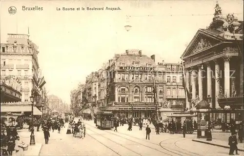 Bruxelles Bruessel La Bourse et Boulevard Anspach Tram Kat. 