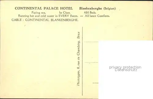 Blankenberghe Continental Palace Hotel Kat. 