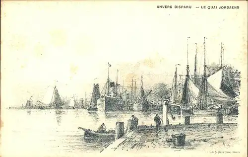 Anvers Antwerpen Le Quai Jordaens Kuenstlerkarte Kat. 