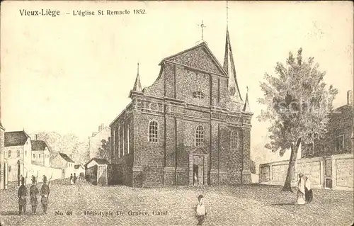 Liege Luettich Vieille ville Eglise Saint Remacle 1852 Heliotypie Heliogravuere Kat. Luettich