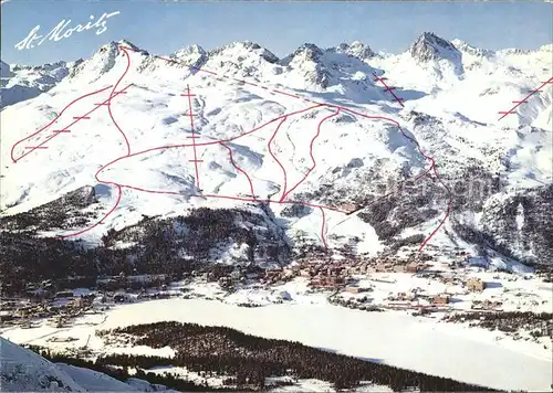 St Moritz GR Skigebiet mit Corviglia und Piz Nair Kat. St Moritz