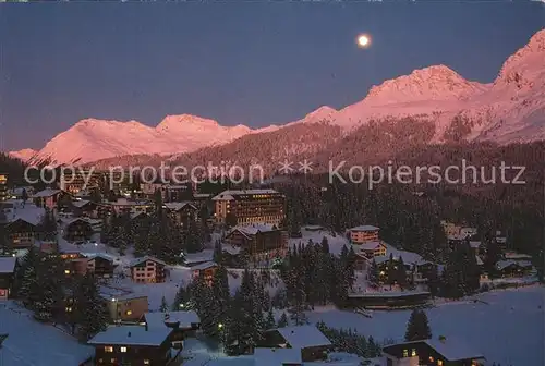 Arosa GR bei Vollmond Winterdaemmerung Weissfluh Medergerfluh Kat. Arosa