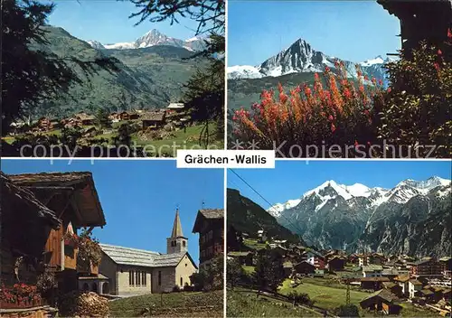 Graechen VS Ortsansichten Panorama Kirche Kat. Graechen