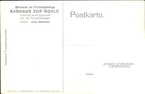 Fichtelgebirge Kuenstlerkarte Potzler Badhaus zur Muehle /  /