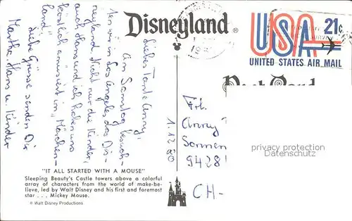 Disneyland California Sleeping Beauty s Castle Walt Disney Mickey Mouse  Kat. Anaheim
