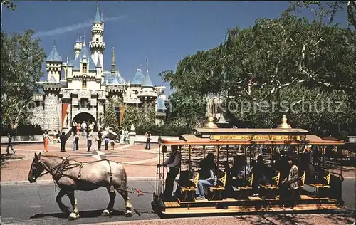 Disneyland California Sleeping Beauty Castle Horse Drawn Streetcar Pferdebahn Kat. Anaheim