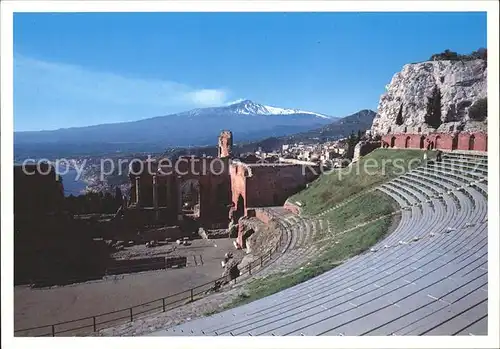Taormina Sizilien Teatro greco Griechisches Theater Vulkan aetna Kat. 