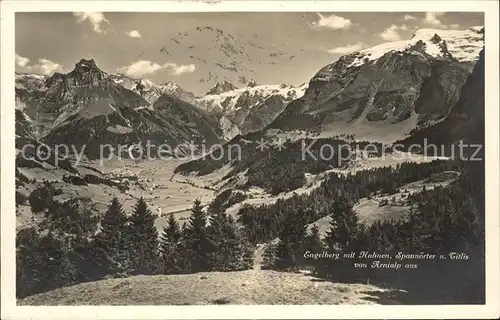 Engelberg OW mit Hahnen Spannoerter und Titlis Kat. Engelberg