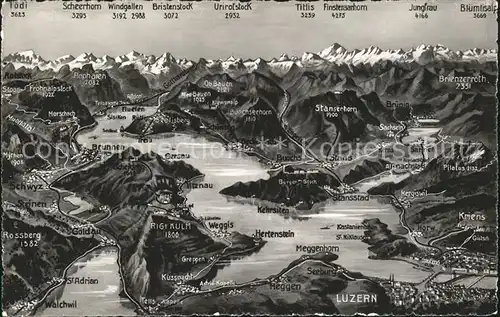 Vierwaldstaettersee SZ Panoramakarte Kat. Brunnen