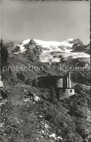 Engelberg OW Truebsee Kapelle mit Titlis Kat. Engelberg