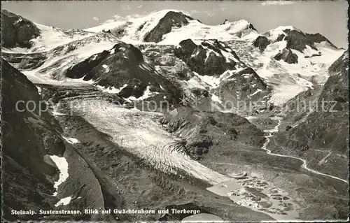 Sustenstrasse Blick auf Steinalp Gwaechtenhorn und Tierberge Kat. Susten