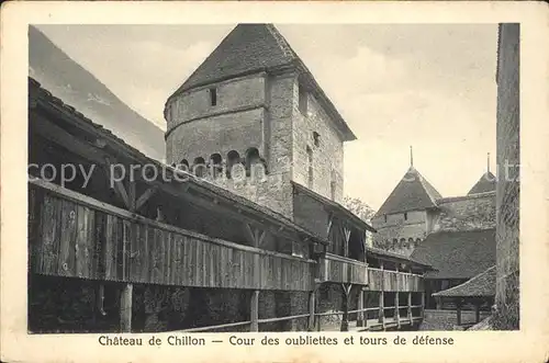 Chillon Chateau Cour des oubliettes et tours de defense Kat. Montreux