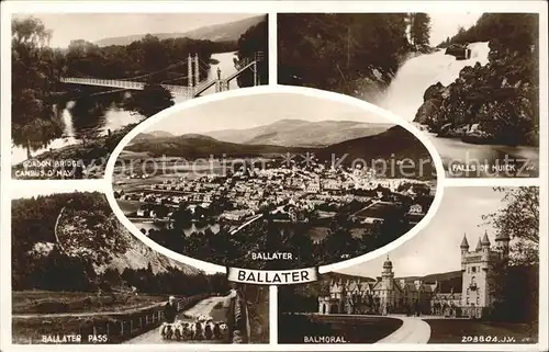 Ballater Gordon Bridge Falls of Muick Ballater Pass Balmoral Castle Valentines Post Card Kat. United Kingdom