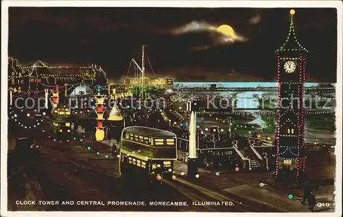Morecambe Lancashire Clock Tower and Central Promenade illuminated Moonlight Excel Series Kat. City of Lancaster