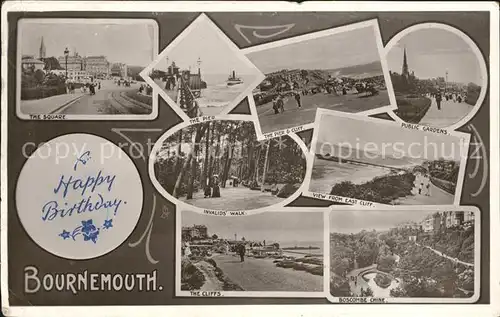 Bournemouth UK Square Pier Cliff Gardens Walk Boscombe Chine Tucks Post Card Kat. Bournemouth