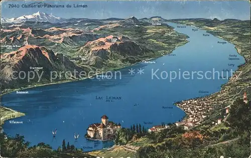 Chillon et Panorama du Lac Leman Kat. Montreux