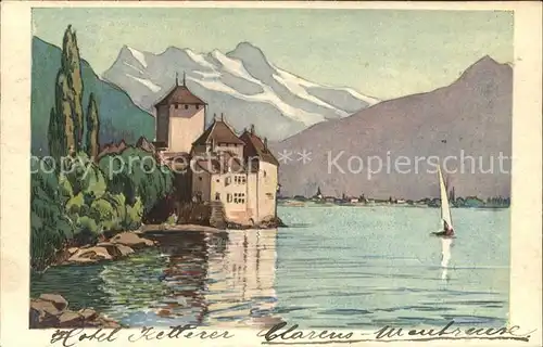 Clarens Montreux Chateau de Chillon Kuenstlerkarte / Montreux /Bz. Vevey