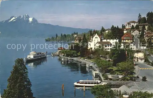 Weggis LU Promenade mit Pilatus Kat. Weggis