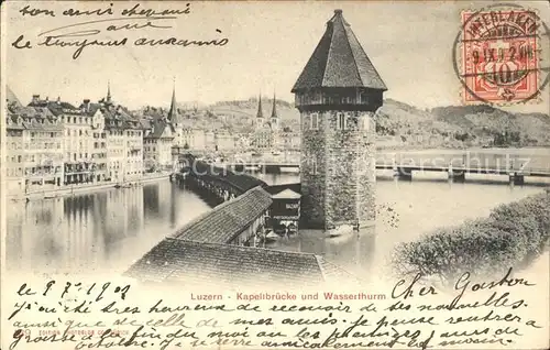 Luzern LU Kapellbruecke und Wasserturm / Luzern /Bz. Luzern City