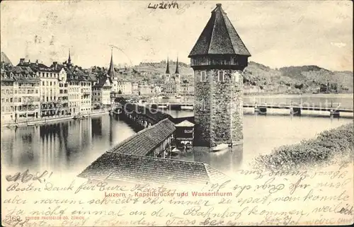 Luzern LU Kapellbruecke und Wasserturm / Luzern /Bz. Luzern City