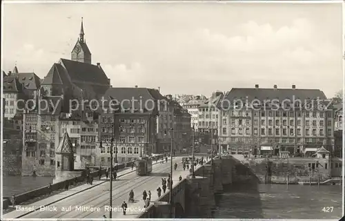 Basel BS Blick auf Mittlere Rheinbruecke Kat. Basel