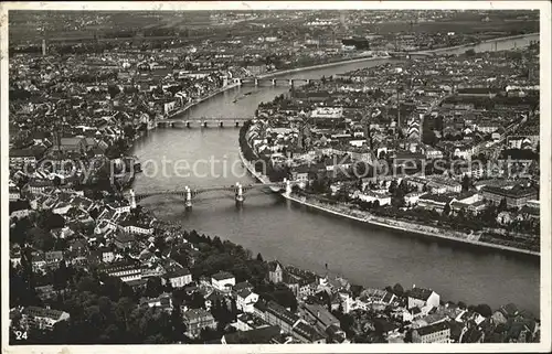 Basel BS Fliegeraufnahme Die drei Rheinbruecken Kat. Basel