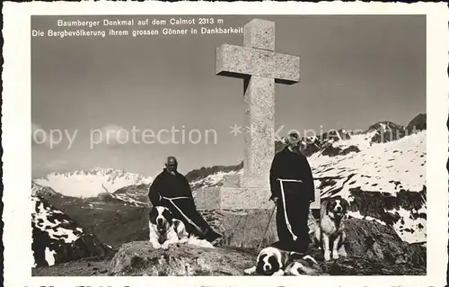 Oberalpsee Baumberger Denkmal auf  dem Calmot  Kat. Andermatt