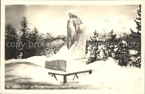 St Moritz GR Winter Segantini Denkmal Kat. St Moritz