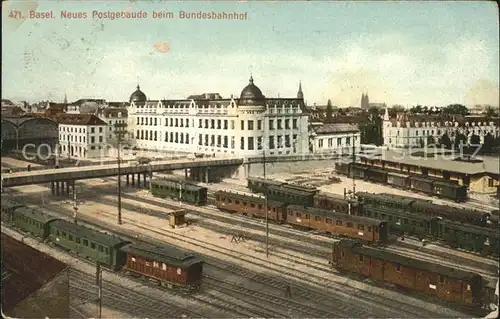 Basel BS Neues Postgebaeude beim Bundesbahnhof litho Kat. Basel