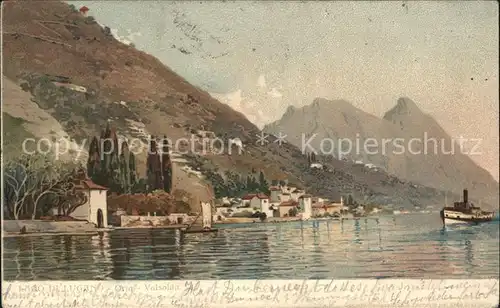 Lago di Lugano Valsolda Litho Dampfer  Kat. Italien