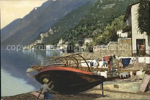 Lago di Lugano San Mamette e Albogasio Litho Kat. Italien