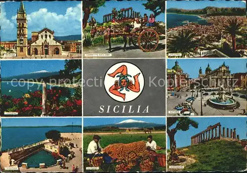 Sicilia Palermo: Messina Taormina Carretto sic. Paterno Catania Siracussa Agricento Kat. Sizilien Italien