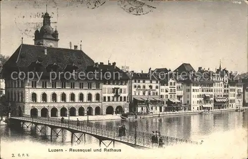 Luzern LU Reussquai und Rathaus / Luzern /Bz. Luzern City