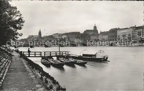 Basel BS Mittlere Rheinbruecke Boote Rhein Kat. Basel