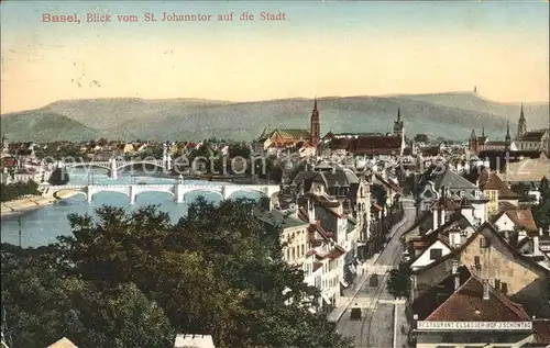 Basel BS Blick vom St. Johanntor auf Rheinbruecken Kat. Basel
