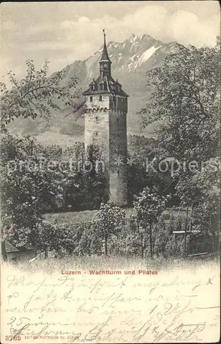 Luzern LU Wachtturm und Pilatus / Luzern /Bz. Luzern City