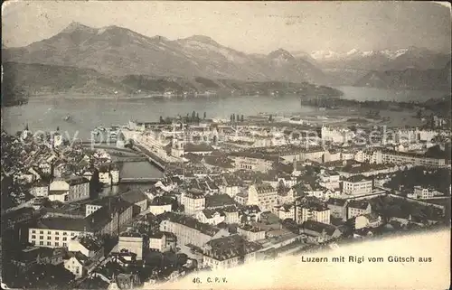 Luzern LU mit Rigi vom Guetsch gesehen / Luzern /Bz. Luzern City