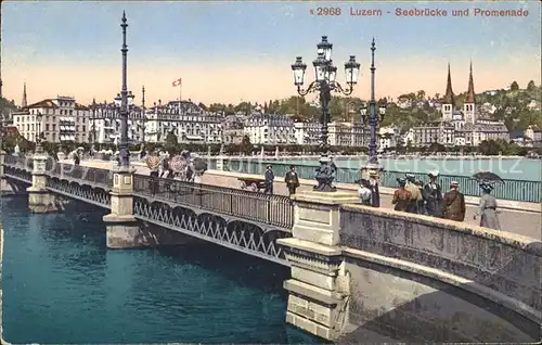 Luzern LU Seebruecke und Promenade / Luzern /Bz. Luzern City