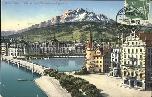 Luzern LU Schweizerhofquai mit Pilatus / Luzern /Bz. Luzern City