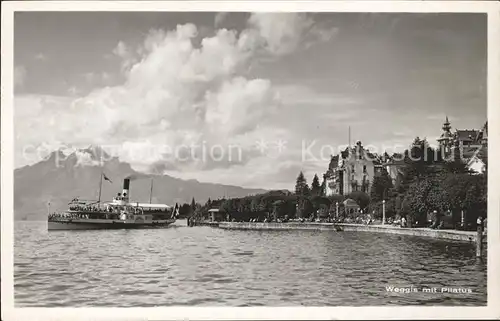 Weggis LU mit Pilatus Vierwaldstaettersee Dampfer Kat. Weggis