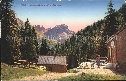 Saemtisersee Gasthaus Terrasse Panorama / Appenzeller Alpen /Rg. Saentis