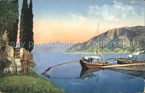 Lago Maggiore Panorama Fischerboot Kat. Italien