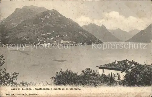 Lago di Lugano Castagnola e monti di San Mamette Kat. Italien
