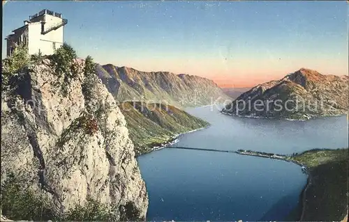 Lago di Lugano Ponte di Melide dal Monte San Salvatore Kat. Italien